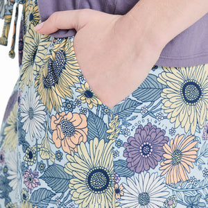 Life is Good. Women's Sunshine Floral Pattern Snuggle Up Sleep Pant, Glacier Blue