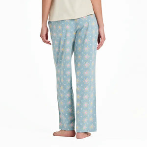 Life is Good. Women's Hello Sunshine Pattern Snuggle Up Sleep Pant, Smoky Blue