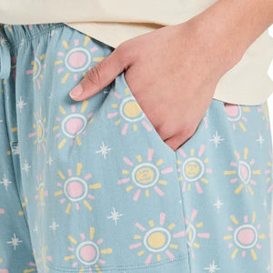 Life is Good. Women's Hello Sunshine Pattern Snuggle Up Sleep Pant, Smoky Blue