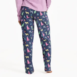 Life is Good. Women's Warm Winter Dogs Snuggle Up Sleep Pant, Darkest Blue