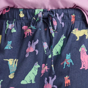 Life is Good. Women's Warm Winter Dogs Snuggle Up Sleep Pant, Darkest Blue