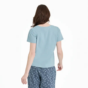 Life is Good. Women's Best Things Floral Paw Snuggle Up Sleep Vee, Smoky Blue