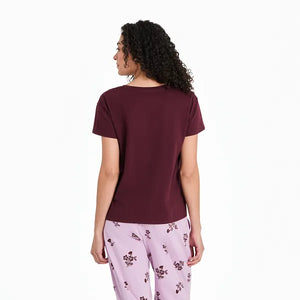 Life is Good. Women's Make Every Day Count Flowers Snuggle Up Sleep Vee, Deep Burgundy