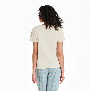 Life is Good. Women's Smiling Hello Sunshine Snuggle Up Sleep Vee, Putty White