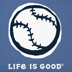 Life is Good. Kids Baseball Sketch Short Sleeve Crusher Tee, Vintage Blue
