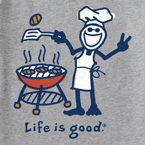 Life is Good. Men's Jake Grill Short Sleeve Crusher Tee, Heather Gray