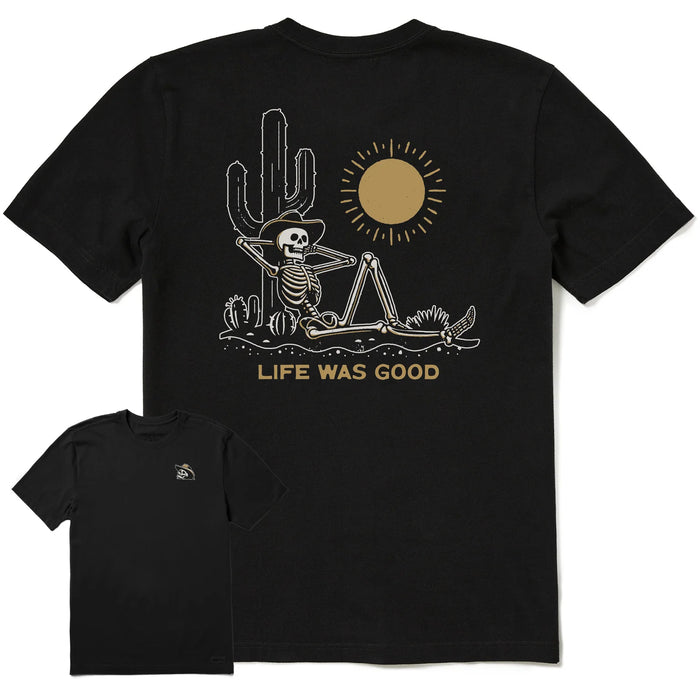 Life is Good. Men's Life was Good Cowboy Skull Short Sleeve Crusher Tee, Faded Black