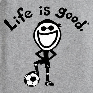 Life Is Good. Kids Original Jake Soccer Short Sleeve Crusher Tee, Heather Gray