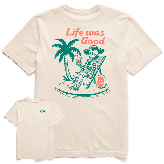 Life is Good. Men's Life Was Good Desert Island SS Crusher Tee, Putty White