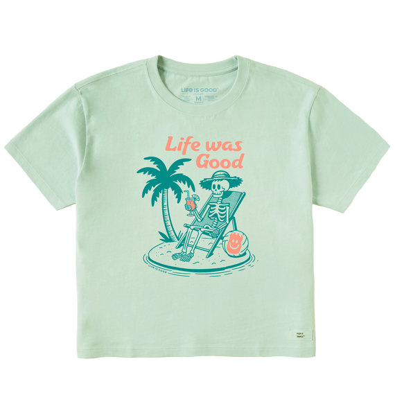 Life is Good Women's Life Was Good Desert Island Crusher SS Boxy Tee, Sage Green