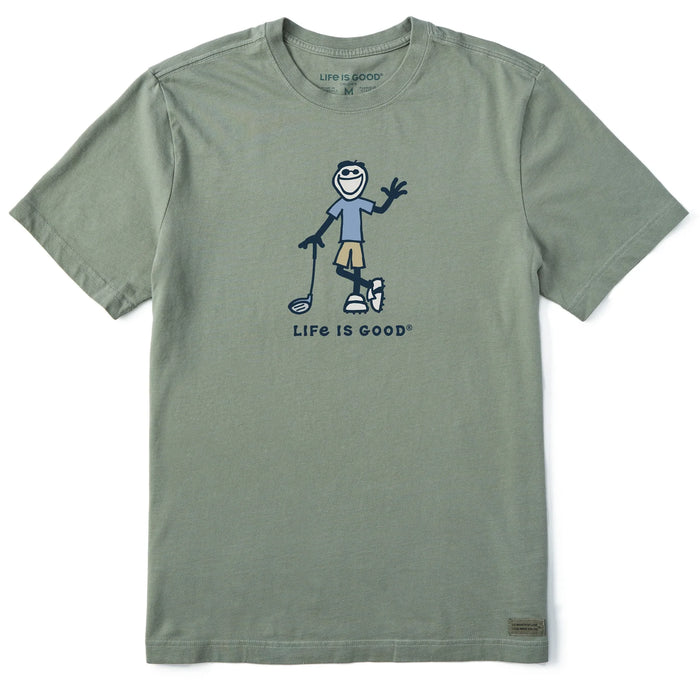Life is Good. Men's Jake Golfer Short Sleeve Crusher Tee, Moss Green
