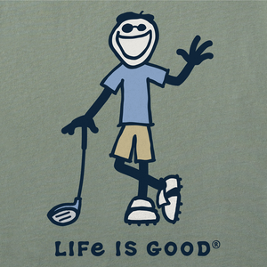 Life is Good. Men's Jake Golfer SS Crusher-LITE Tee, Moss Green