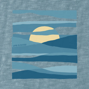 Life is Good. Men's Sunset Through The Clouds Long Sleeve Sun Crusher Hoodie, Smoky Blue