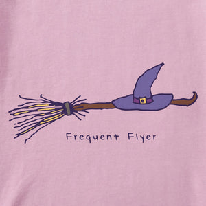 Life is Good. Women's Frequent Flyer Witch Broom Long Sleeve Crusher Tee, Violet Purple
