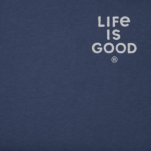 Life is Good. Men's Bert's Stacked LIG Short Sleeve Crusher Tee, Darkest Blue
