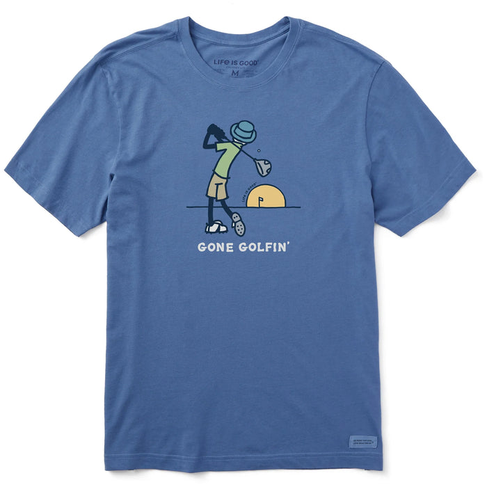 Life is Good. Men's Jake's Gone Golfin' Crusher Tee, Vintage Blue