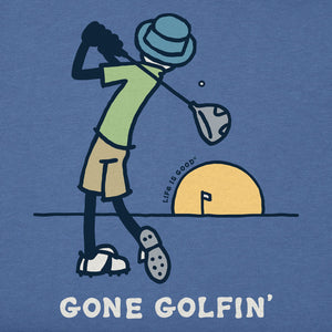 Life is Good. Men's Jake's Gone Golfin' Crusher Tee, Vintage Blue