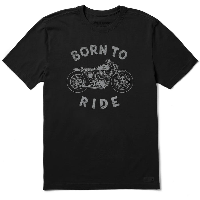 Life is Good. Men's Born to Ride Motorcycle Short Sleeve Crusher Tee, Faded Black