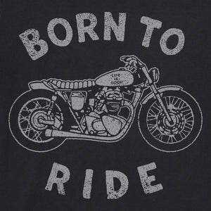 Life is Good. Men's Born to Ride Motorcycle Short Sleeve Crusher Tee, Faded Black