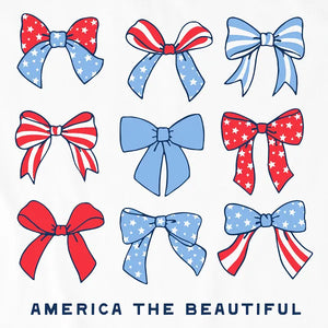 Life is Good. Women's America the Beautiful Bows Crusher Tee, Cloud White