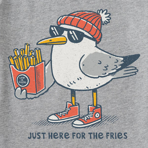 Life is Good. Men's Here for the Fries Seagull Short Sleeve Crusher Tee, Heather Gray
