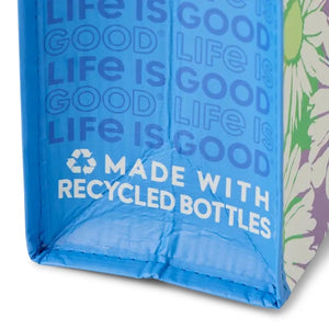 Life is Good. Tie Dye Daisy Pattern Small Good Tote Bag, Cornflower Blue