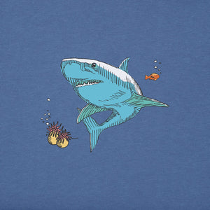 Life is Good. Kids Shark Reef Long Sleeve Crusher Tee, Vintage Blue