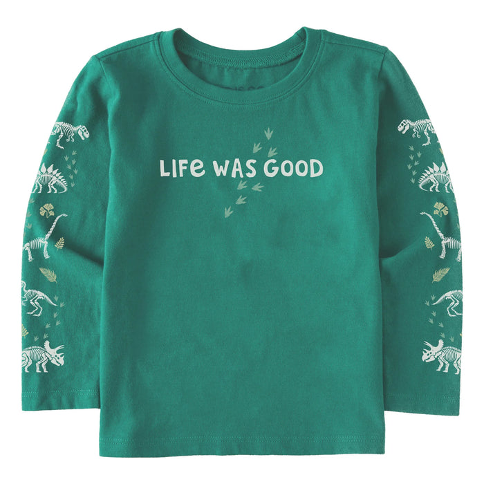 Life is Good. Toddler Life was Good Dinos Long Sleeve Crusher Tee, Spruce Green