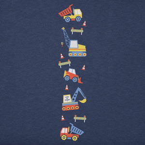 Life is Good. Toddler Construction Trucks Long Sleeve Crusher Tee, Darkest Blue