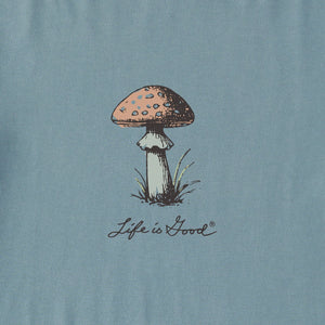 Life is Good. Women's Detailed Mushrooms Long Sleeve Crusher Tee, Smoky Blue