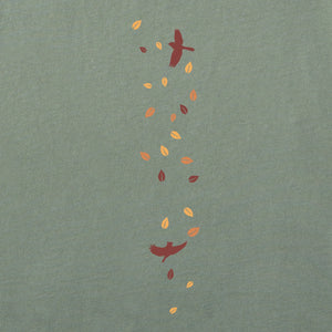 Life is Good. Women's Autumn Tree Leaves Long Sleeve Crusher Tee, Moss Green