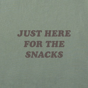 Life is Good. Women's Just Here for the Snacks Long Sleeve Crusher Boxy Tee, Moss Green
