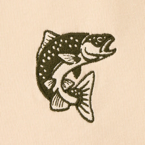 Life is Good. Men's Embroidered Jumping Fish Crusher Tee, Putty White