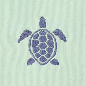 Life is Good. Women's Embroidered Beachy Turtle Crusher Vee, Sage Green