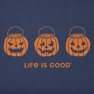 Life is Good. Kids Jack O Lantern Trio Long Sleeve Crusher Tee, Darkest Blue