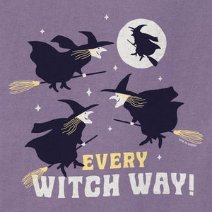 Life is Good. Women's Every Witch Way Short Sleeve Crusher Tee, Dusk Purple