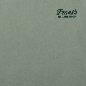 Life is Good. Men's Frank's Repair Shop Long Sleeve Crusher Tee, Moss Green