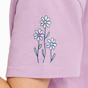 Life is Good. Women's Vintage Daisy Garden Crusher Boxy Tee, Violet Purple