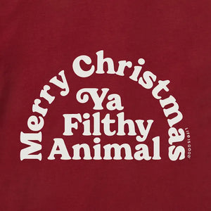 Life is Good. Men's Merry Christmas Ya Filthy Animal Short Sleeve Crusher Tee, Adirondack Red