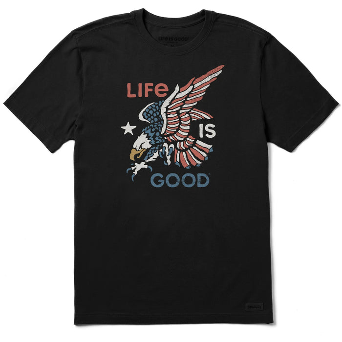 Life is Good. Men's American Eagle Crusher Tee, Faded Black