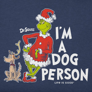 Life is Good. Women's I'm a Dog Person Grinch Long Sleeve Crusher Tee, Darkest Blue