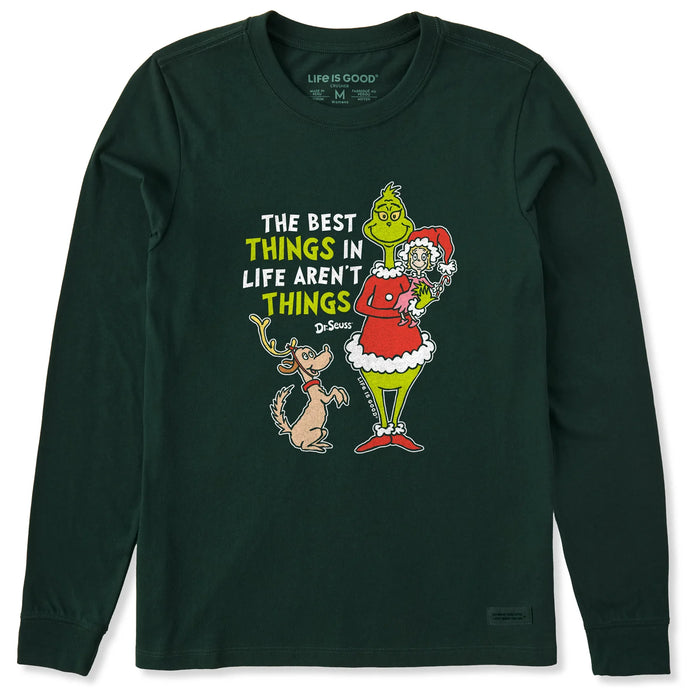 Life is Good. Women's The Best Things Grinch Long Sleeve Crusher Tee, Treeline Green