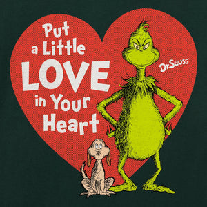 Life is Good. Women's Put a Little Love Grinch Long Sleeve Crusher Tee, Treeline Green