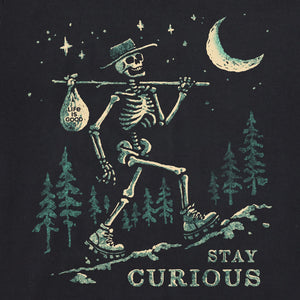 Life is Good. Men's Stay Curious Short Sleeve Crusher Tee, Faded Black