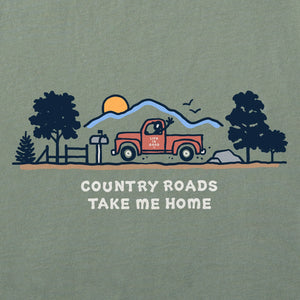 Life is Good. Men's Country Roads Vista Short Sleeve Crusher Tee, Moss Green