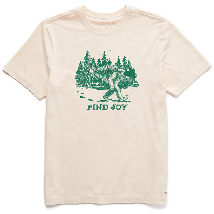 Life is Good. Men's Find Joy Sasquatch Short Sleeve Crusher Tee, Putty White