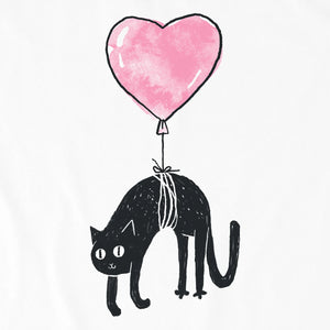 Life is Good. Women's Floating Kitty Balloon Short Sleeve Crusher-LITE Vee, Cloud White