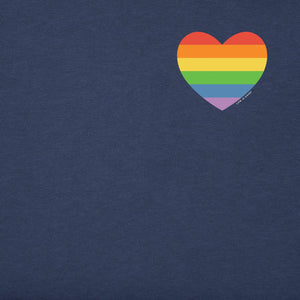 Life is Good. Men's Rainbow Pride Heart Crusher Tee, Darkest Blue