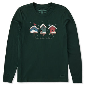 Life is Good. Women's Winter is For The Birds Long Sleeve Crusher Tee, Treeline Green