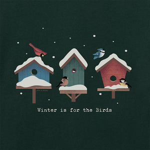 Life is Good. Women's Winter is For The Birds Long Sleeve Crusher Tee, Treeline Green